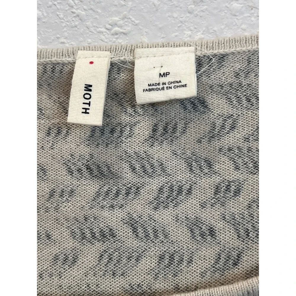 Anthropologie Moth Mixed Pattern Beaded High Low Knit Sweater MP‎ Petite Medium